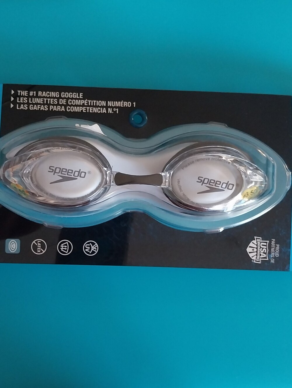 Prescription Speedo Clear/Silver Racing Swim Goggles
